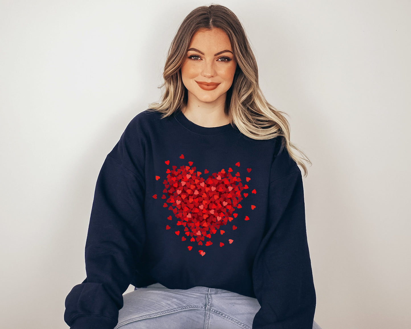 Red Heart Sweatshirt, Cute Heart Sweatshirts, Valentines Sweater, Hearts Sweater-newamarketing