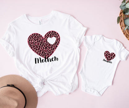 Matching Family Heart Shirts, Mama Leopard Shirt, Matching Mom And Daughter Gifts-newamarketing