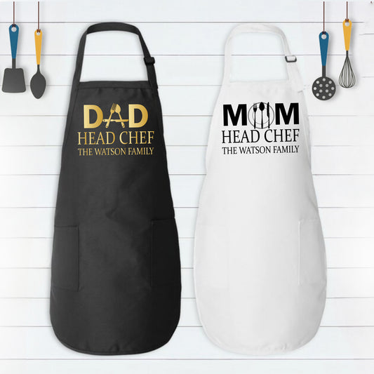 Personalized Aprons for Family, Head Chef Apron, Custom Kitchen Apron-newamarketing