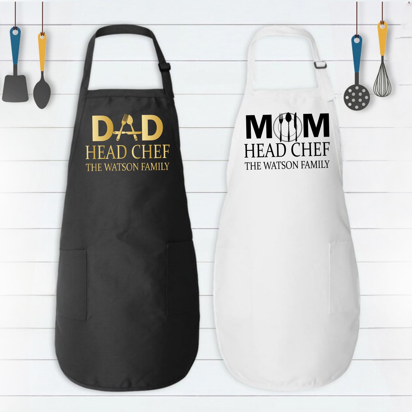 Personalized Aprons for Family, Head Chef Apron, Custom Kitchen Apron-newamarketing