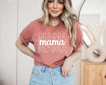 Stacked Font Mama Shirt, Retro Mama Shirt, Custom Mama Shirt-newamarketing