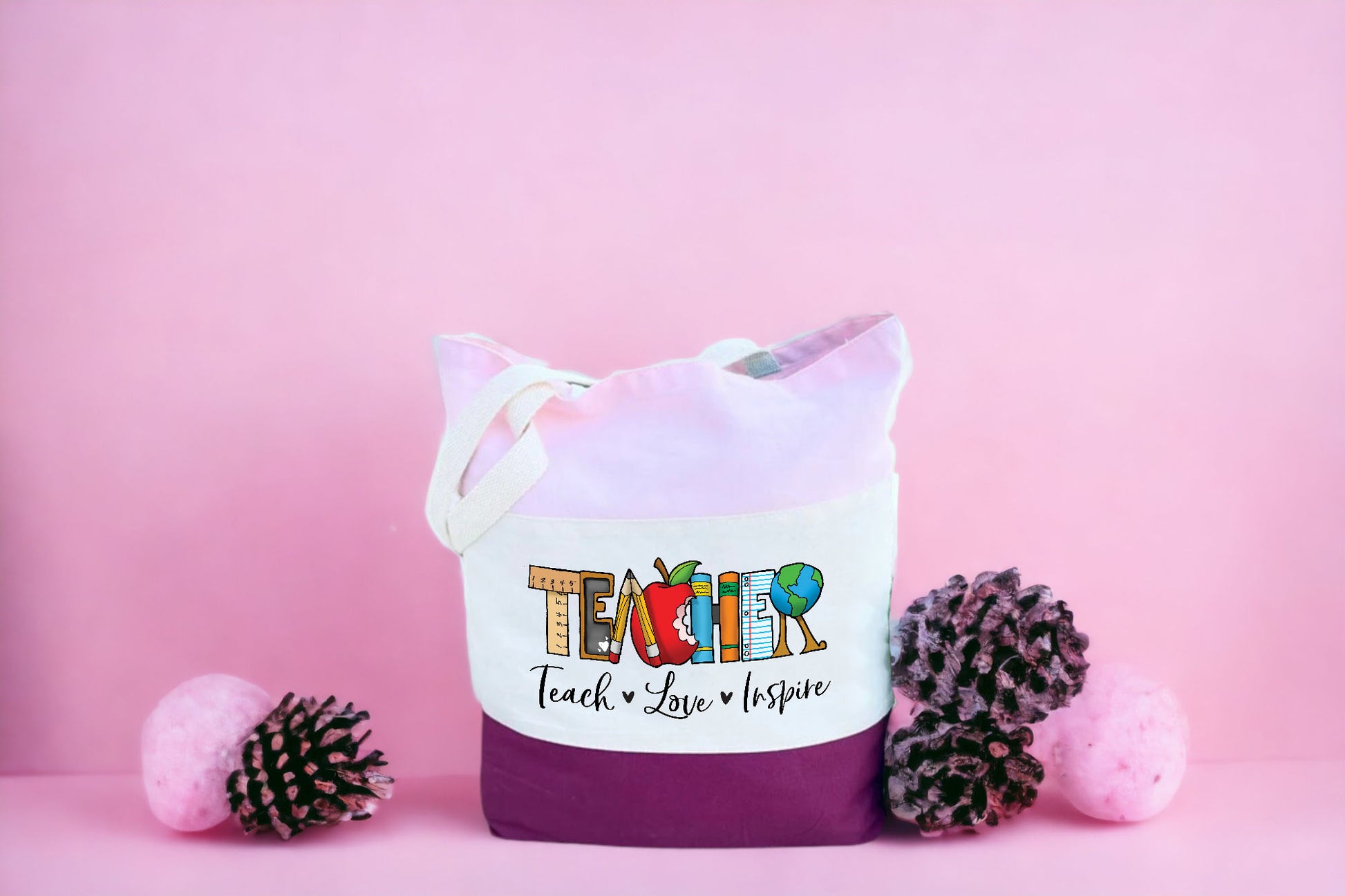 Teacher Tote Bag, Gift For Teachers, Tri Color Bag-newamarketing