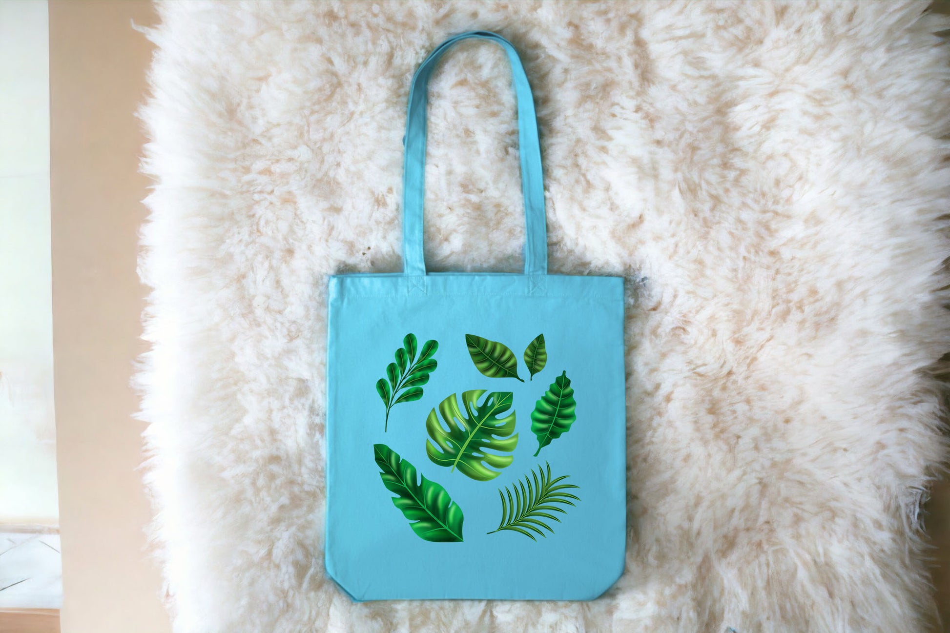 Palm Leaves Bag, Tropical Tote Bag, 7 Leaves Tote Bag-newamarketing