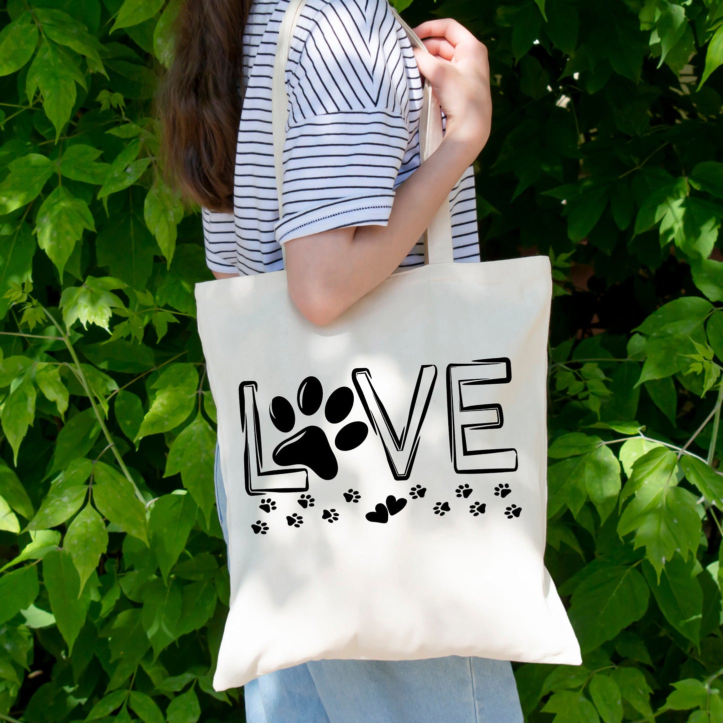 Love Tote Bag, Paw Print Tote Bag, Paw Print Bags-newamarketing