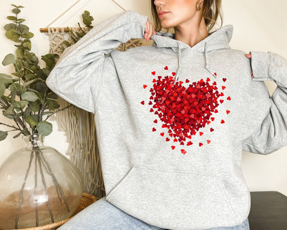 Red Heart Sweatshirt, Cute Heart Sweatshirts, Valentines Sweater, Hearts Sweater-newamarketing