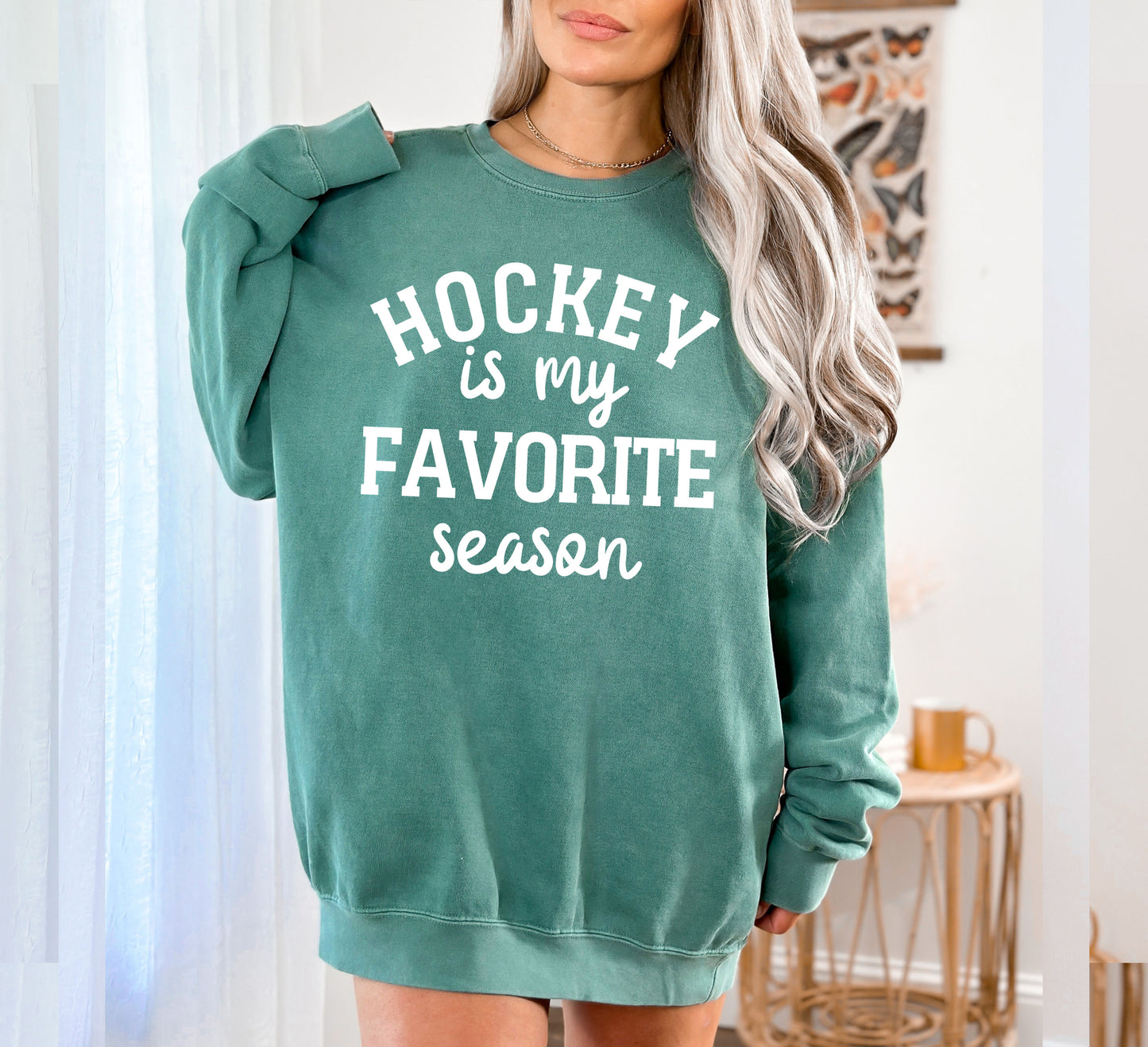 Hockey Is My Favorite Season Sweatshirt, Comfort Color Sweatshirt, Sports Mom Sweatshirt-newamarketing