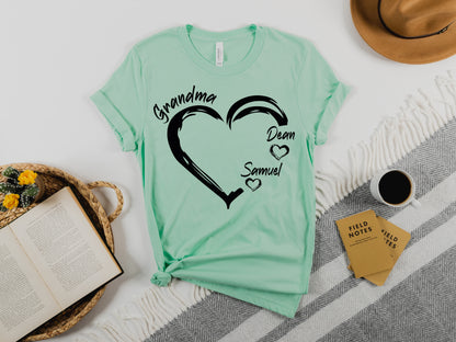 Grandma Heart Shirt, Grandkids Name Shirt, Custom Grandma Shirt-newamarketing