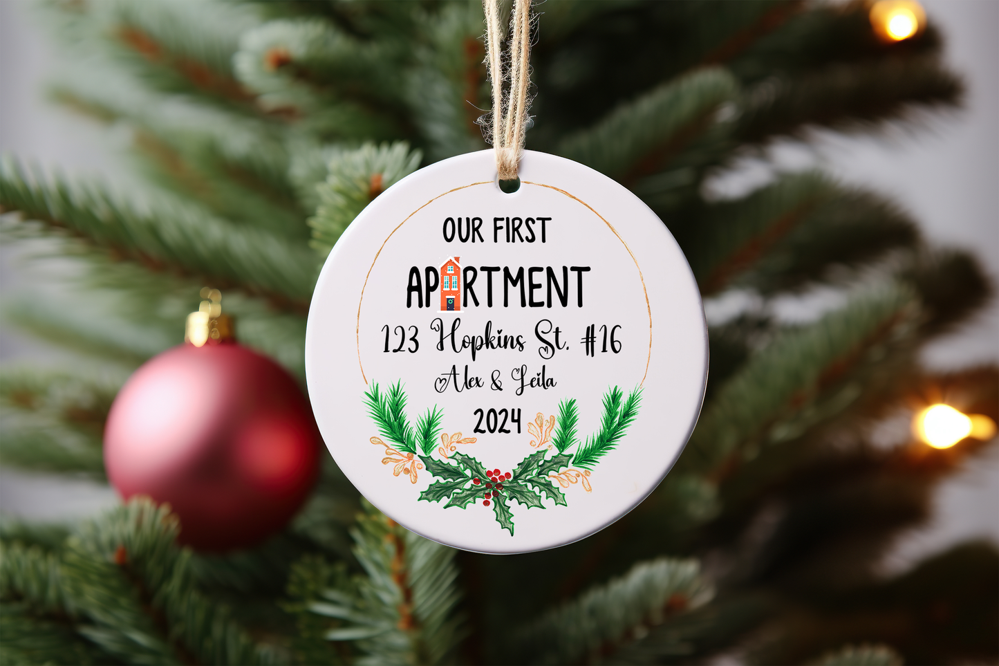 Our First Apartment Personalized Ornament, Christmas Ornament, New House Ornament