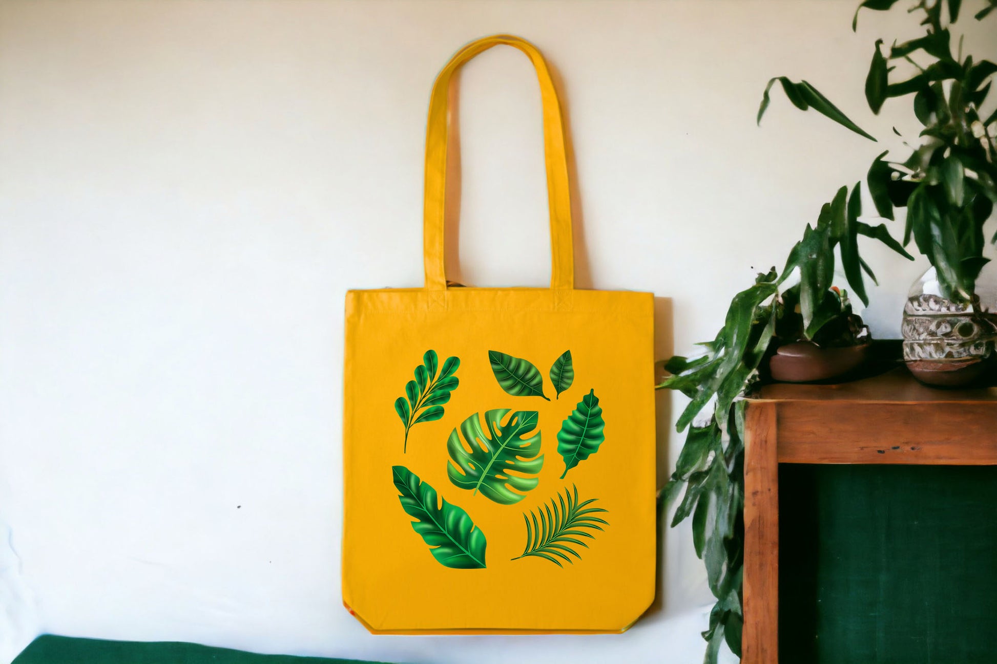 Palm Leaves Bag, Tropical Tote Bag, 7 Leaves Tote Bag-newamarketing