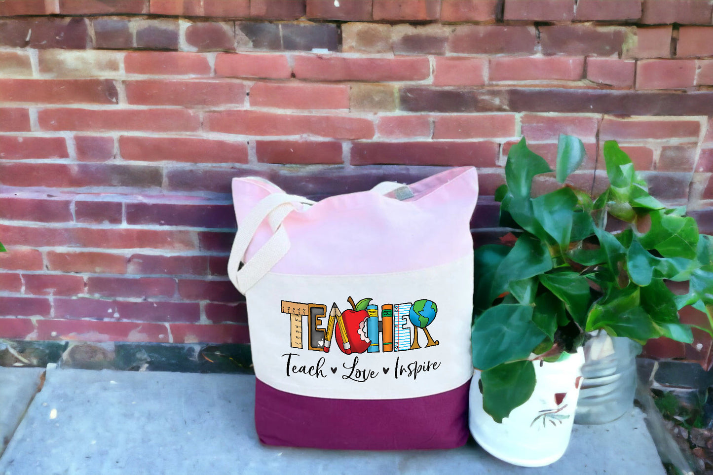 Teacher Tote Bag, Gift For Teachers, Tri Color Bag-newamarketing