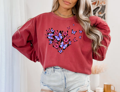Comfort Color Sweatshirt, Sweater with Butterflies, Butterfly Sweatshirts-newamarketing