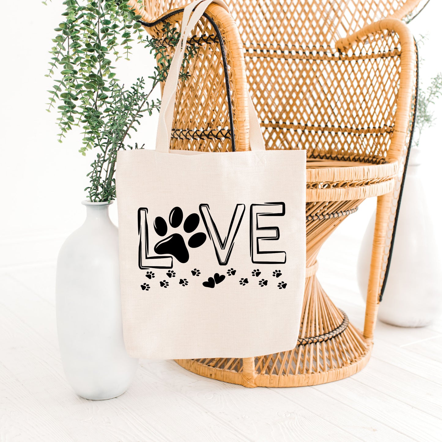 Love Tote Bag, Paw Print Tote Bag, Paw Print Bags-newamarketing