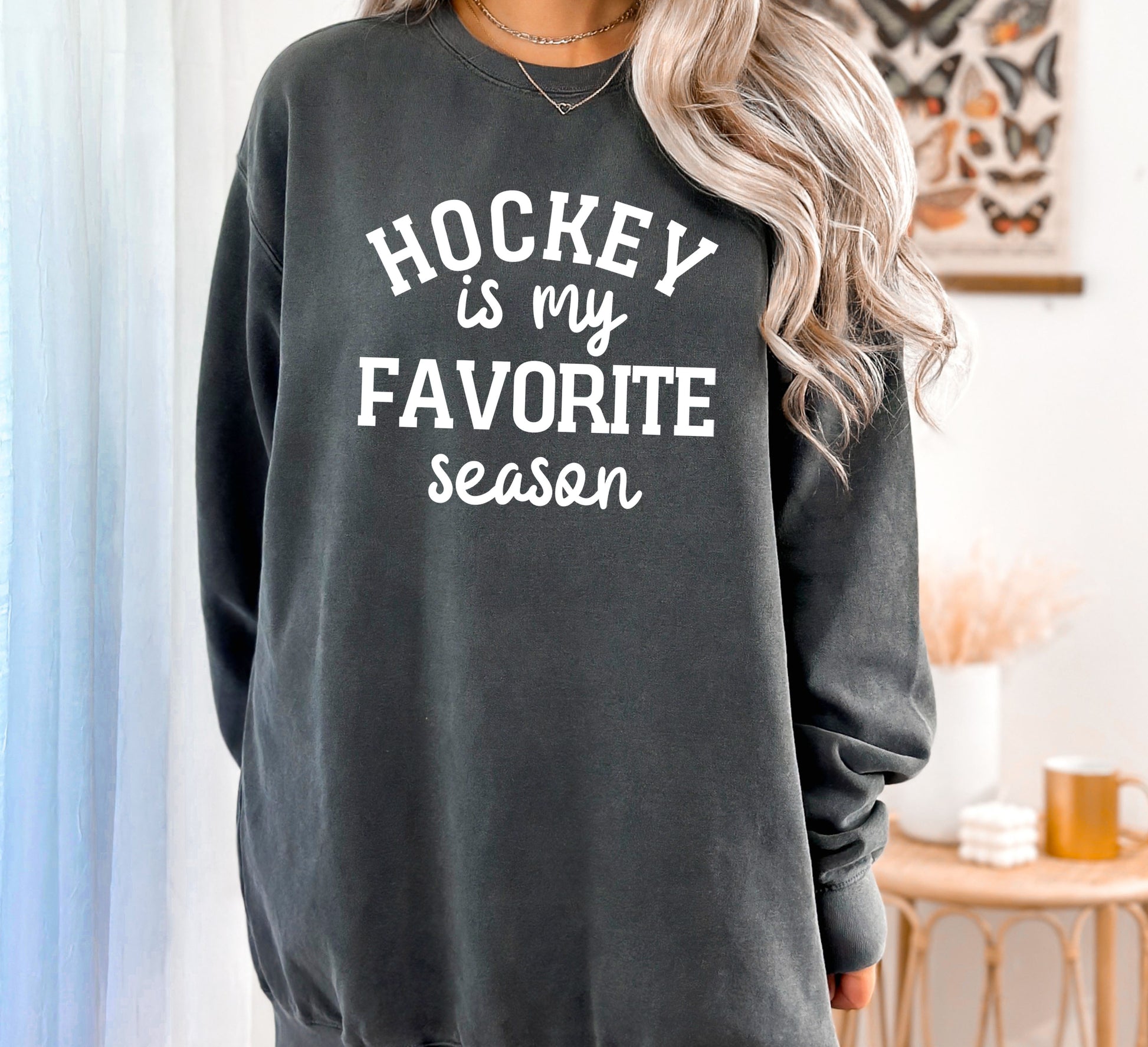 Hockey Is My Favorite Season Sweatshirt, Comfort Color Sweatshirt, Sports Mom Sweatshirt-newamarketing