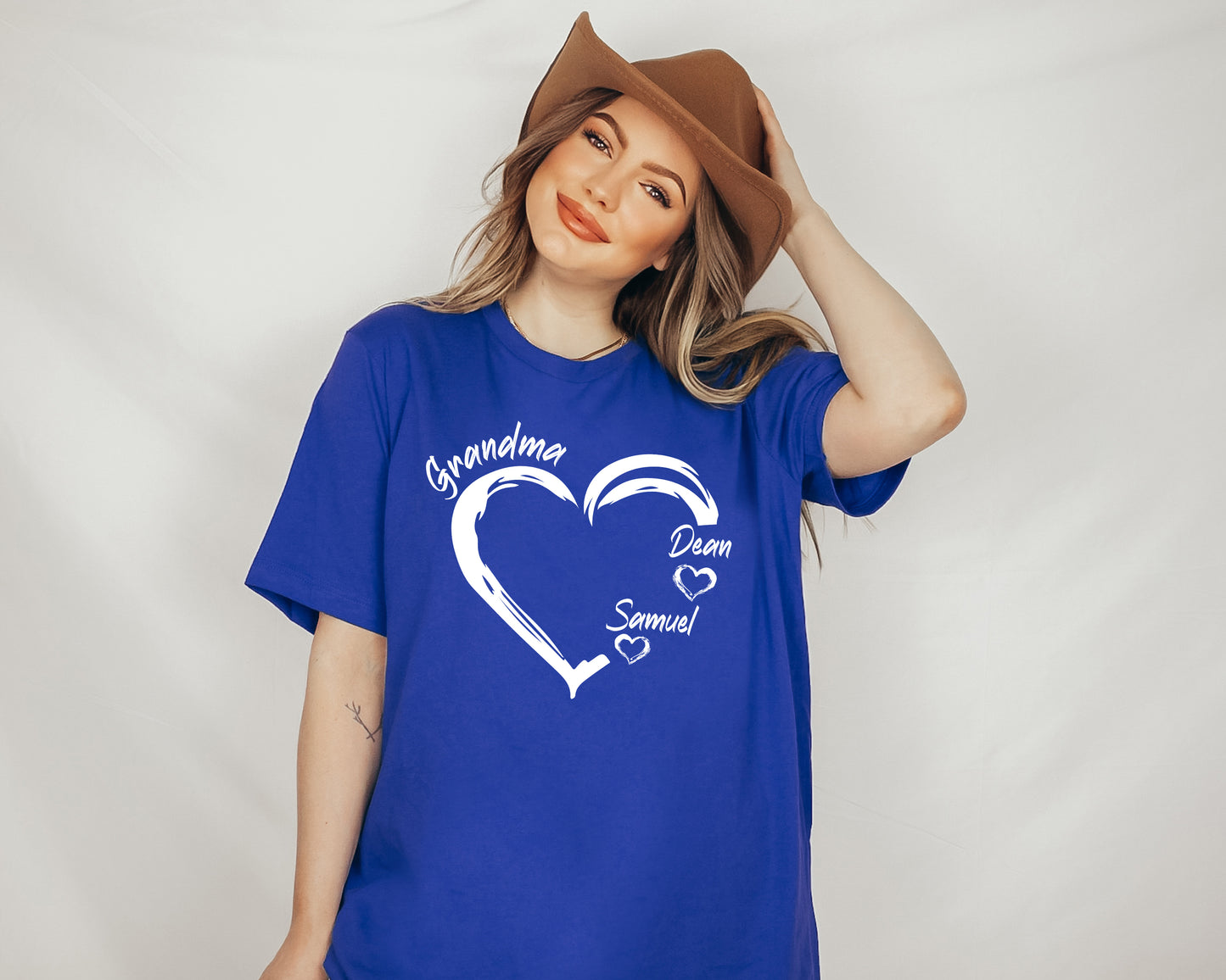 Grandma Heart Shirt, Grandkids Name Shirt, Custom Grandma Shirt-newamarketing