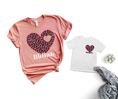 Matching Family Heart Shirts, Mama Leopard Shirt, Matching Mom And Daughter Gifts-newamarketing