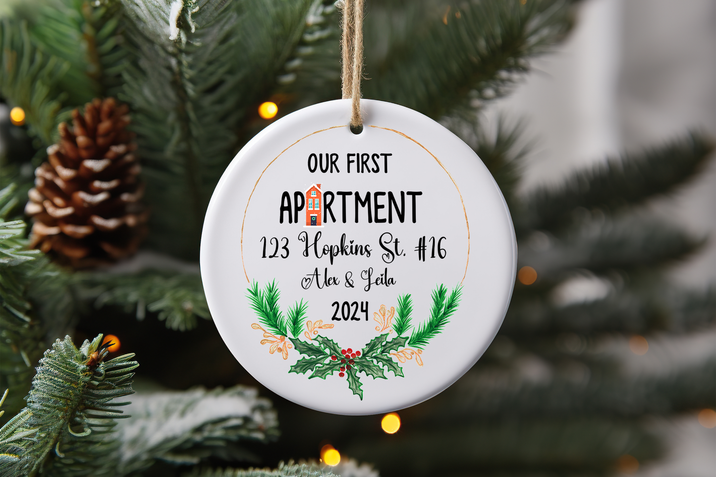 Our First Apartment Personalized Ornament, Christmas Ornament, New House Ornament