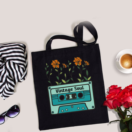 Vintage Tote Bag, Cassette Tote Bag, Music Tote Bag-newamarketing