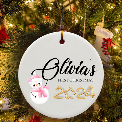 Baby's First Christmas Ornament - Baby Girl Personalized Ornament - Custom Baby Name Ornament