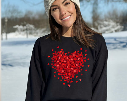 Red Heart Sweatshirt, Cute Heart Sweatshirts, Valentines Sweater, Hearts Sweater-newamarketing