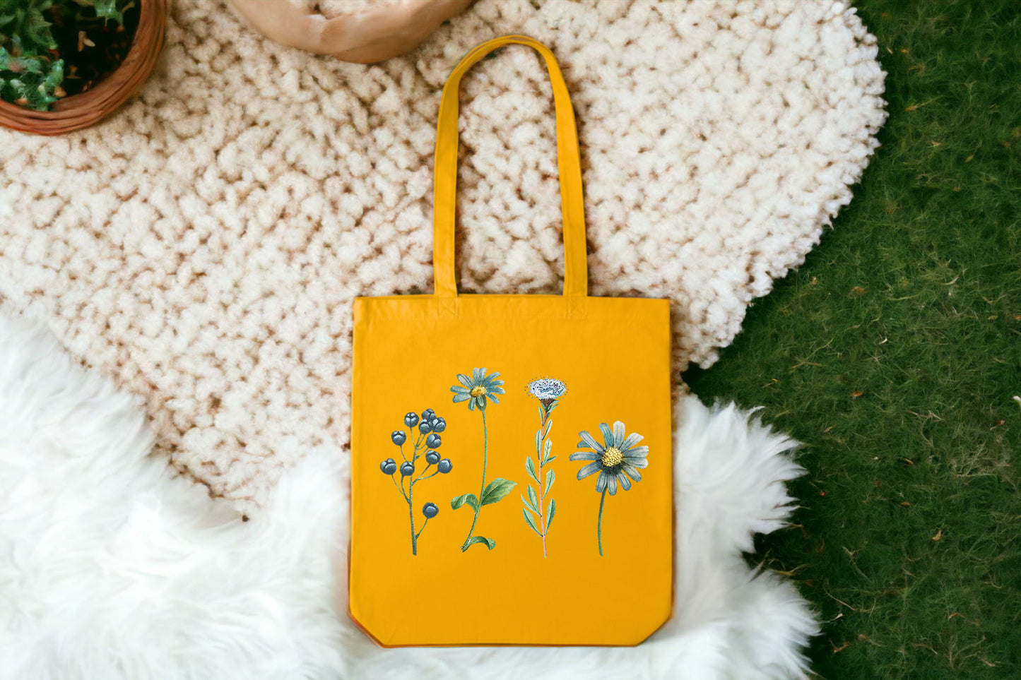 Floral Tote Bag, Tote Bag Flower Design, Cute Flower Tote Bag-newamarketing