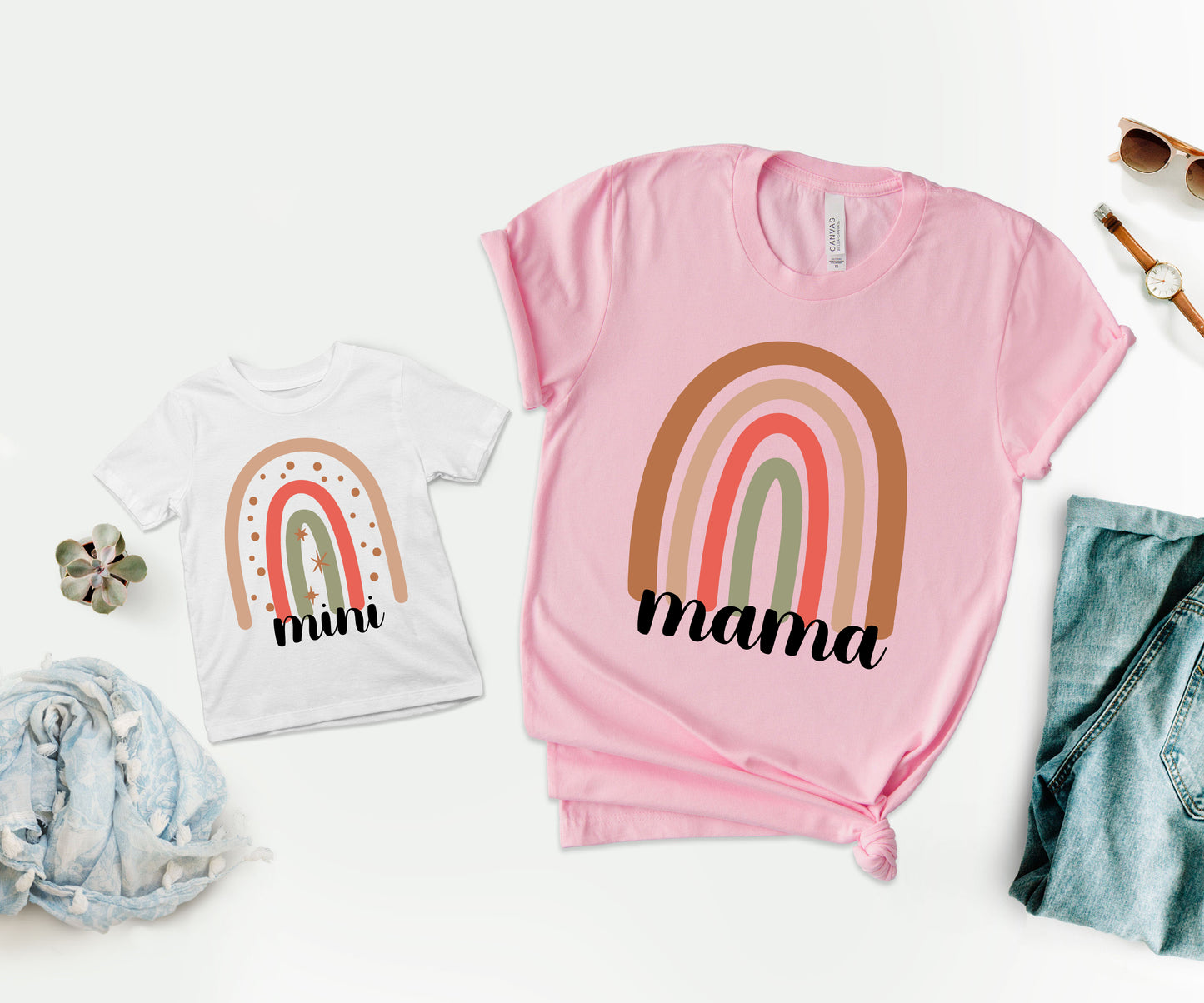 Mama And Mini Matching Shirts, Mama Rainbow Shirt, Cute Rainbow Shirt-newamarketing