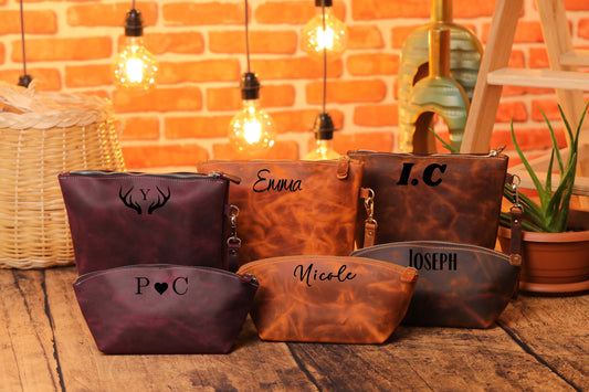Leather Cosmetic Bags, Leather Toiletry Bag Women's, Leather Makeup Bag-newamarketing