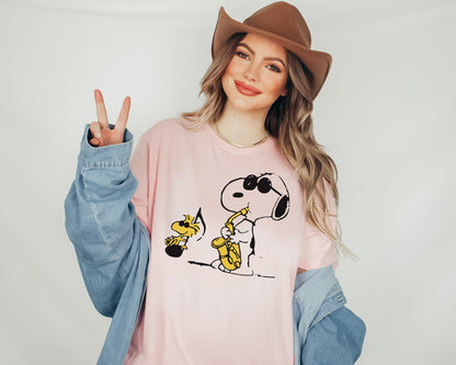 Snoppy Saxophone Shirt, Funny Saxophone Shirts ,Snoopy Peanuts Shirt -newamarketing