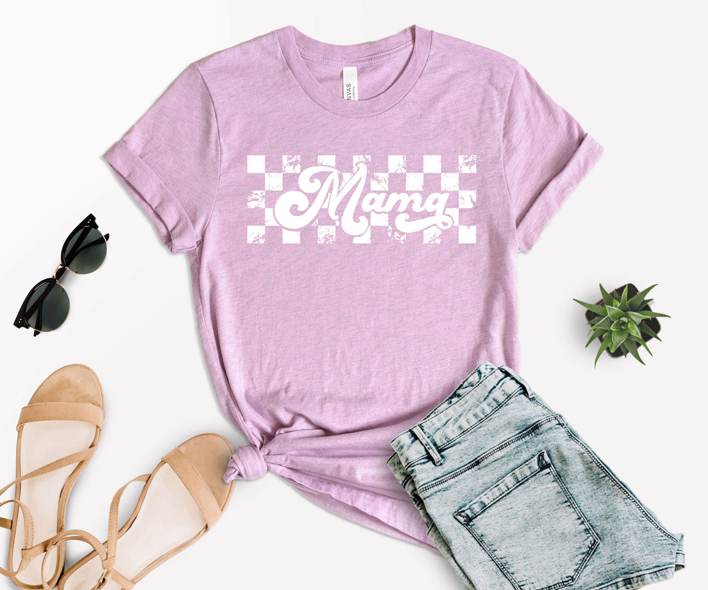 Checkered Mama Shirt, Retro Mama Shirt, Checkered Shirt Women's-newamarketing