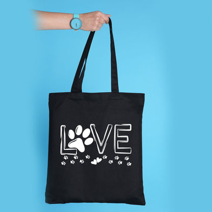 Love Tote Bag, Paw Print Tote Bag, Paw Print Bags-newamarketing