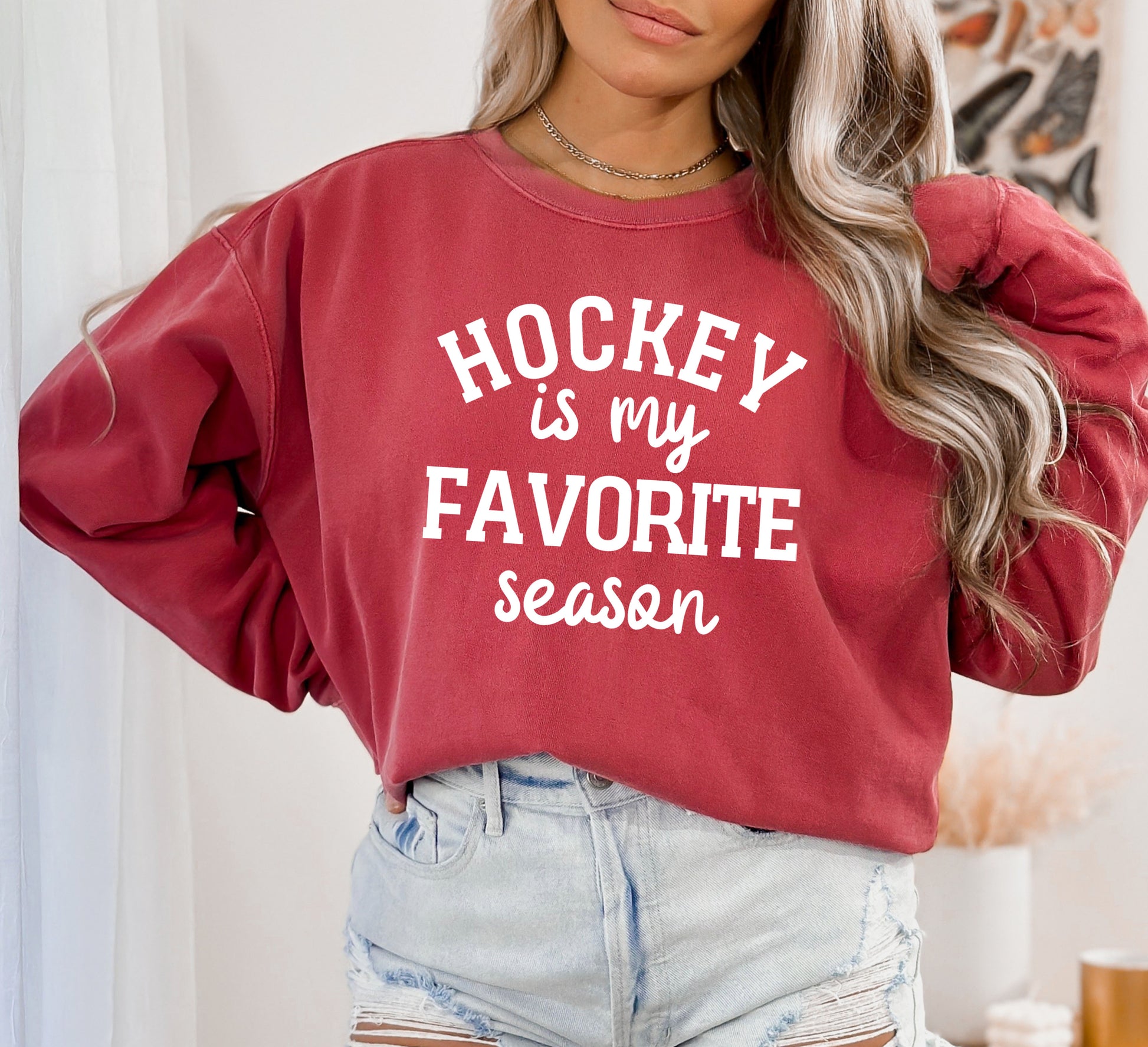 Hockey Is My Favorite Season Sweatshirt, Comfort Color Sweatshirt, Sports Mom Sweatshirt-newamarketing