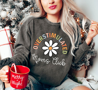 Overstimulated Moms Club Sweatshirt, Vintage Comfort Colors, Comfort Colors Sweatshirt Hoodie-newamarketing