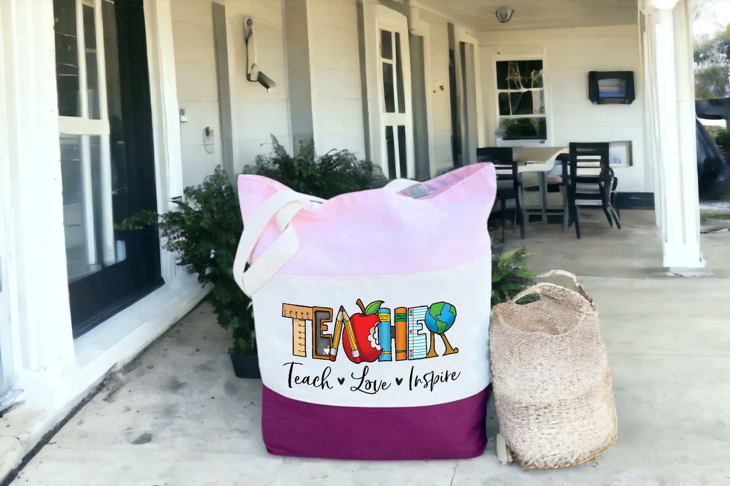 Teacher Tote Bag, Gift For Teachers, Tri Color Bag-newamarketing