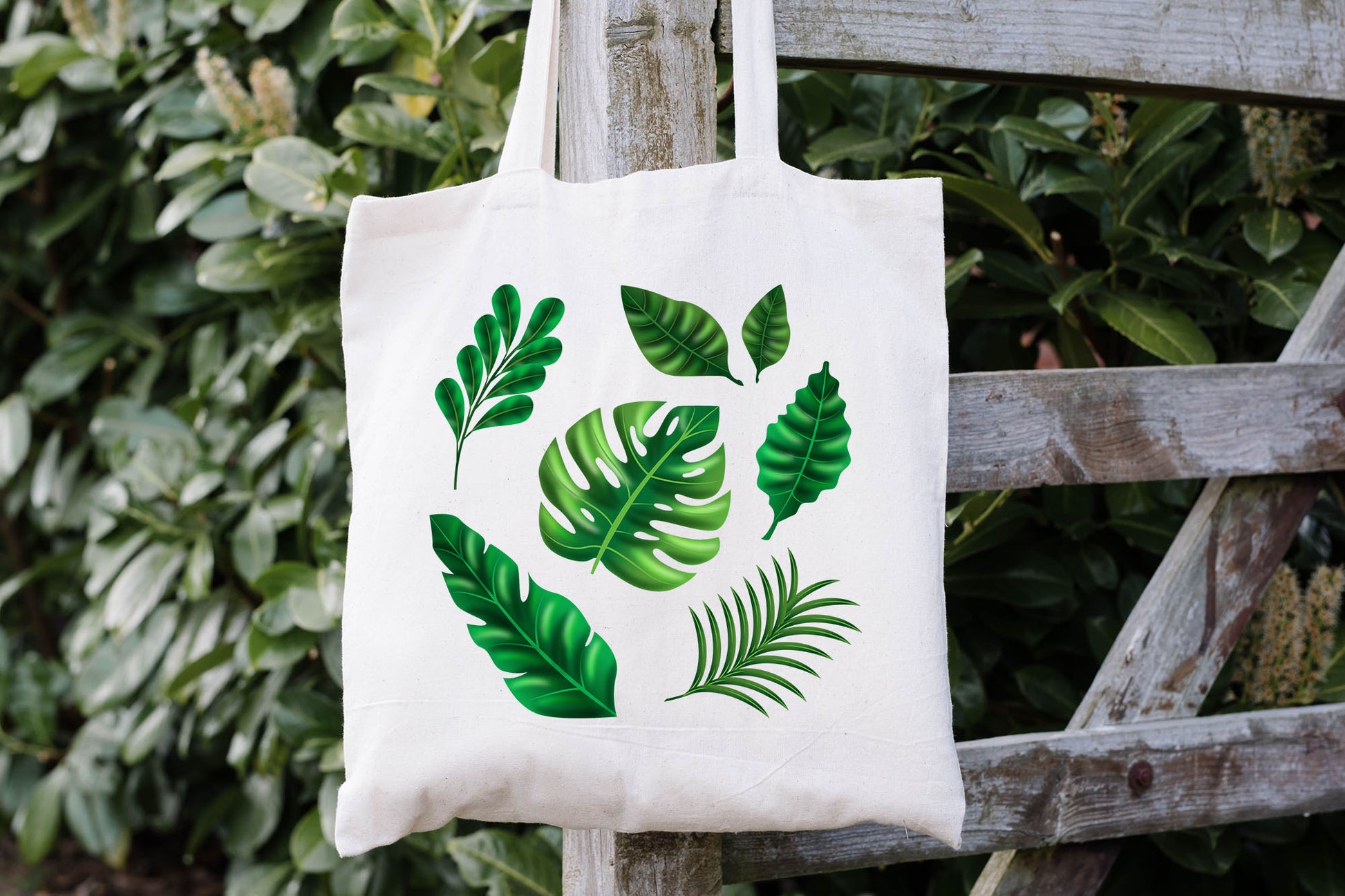 Palm Leaves Bag, Tropical Tote Bag, 7 Leaves Tote Bag-newamarketing