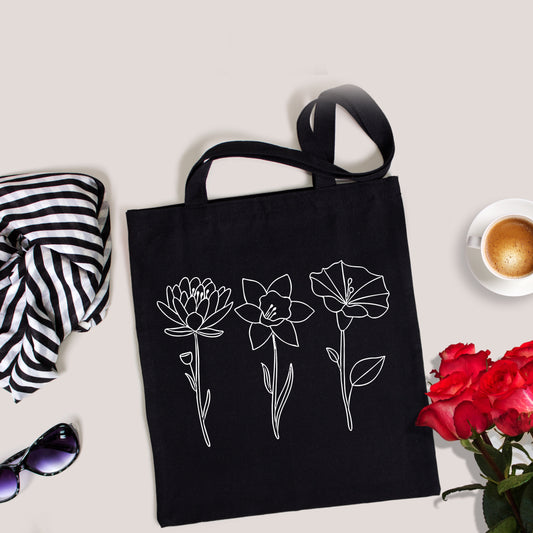 Floral Tote Bags, Tote Bag Flower Design, Personalized Tote Bag-newamarketing
