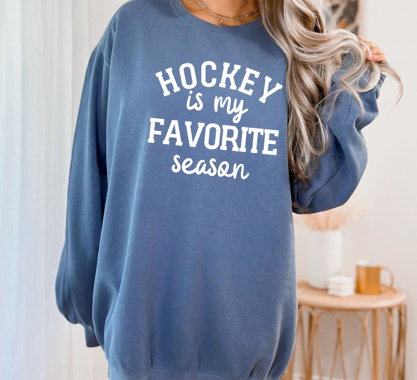 Hockey Is My Favorite Season Sweatshirt, Comfort Color Sweatshirt, Sports Mom Sweatshirt-newamarketing