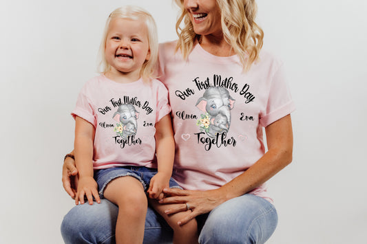 Our First Mother's Day Shirt, Elephant Mom Shirt, Mother's Day Matching Shirt-newamarketing