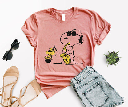 Snoppy Saxophone Shirt, Funny Saxophone Shirts ,Snoopy Peanuts Shirt -newamarketing