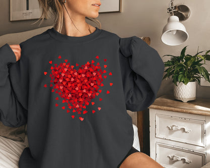 Red Heart Sweatshirt, Cute Heart Sweatshirts, Valentines Sweater, Hearts Sweater-newamarketing