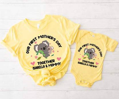 Our First Mothers Day Together Shirts, Personalized Mother's Day Shirts, Mothers Day Matching Outfits-newamarketing