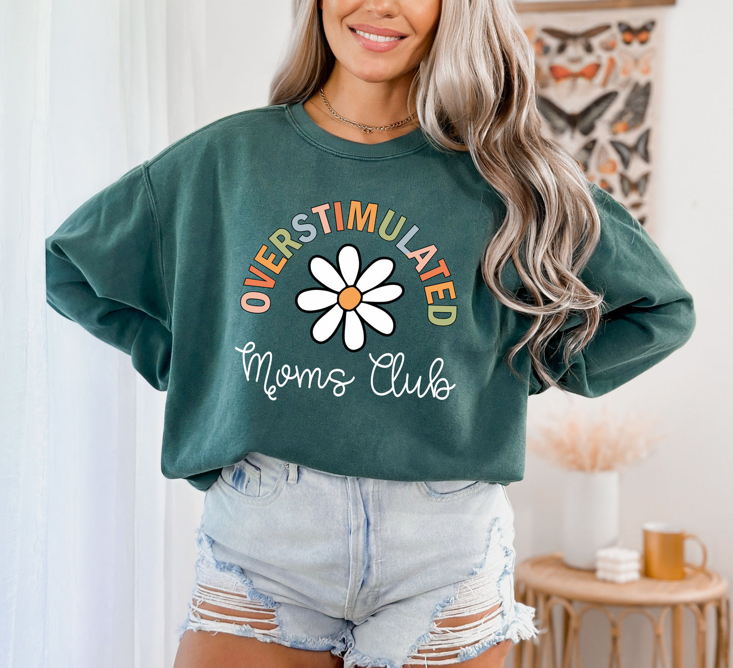 Overstimulated Moms Club Sweatshirt, Vintage Comfort Colors, Comfort Colors Sweatshirt Hoodie-newamarketing