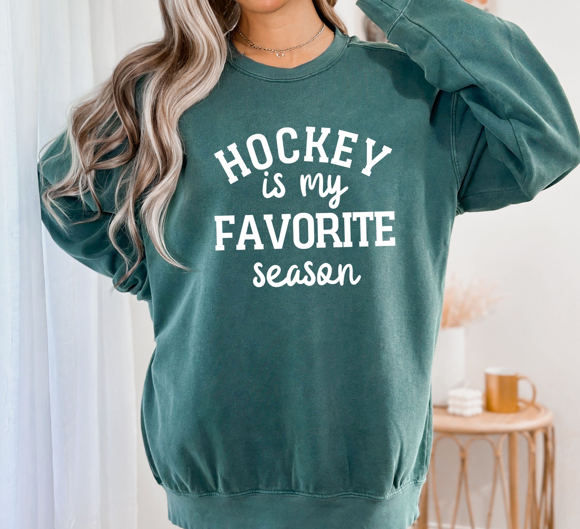 Hockey Is My Favorite Season Sweatshirt, Comfort Color Sweatshirt, Sports Mom Sweatshirt-newamarketing