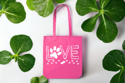 Love Tote Bag, Paw Print Tote Bag, Paw Print Bags-newamarketing