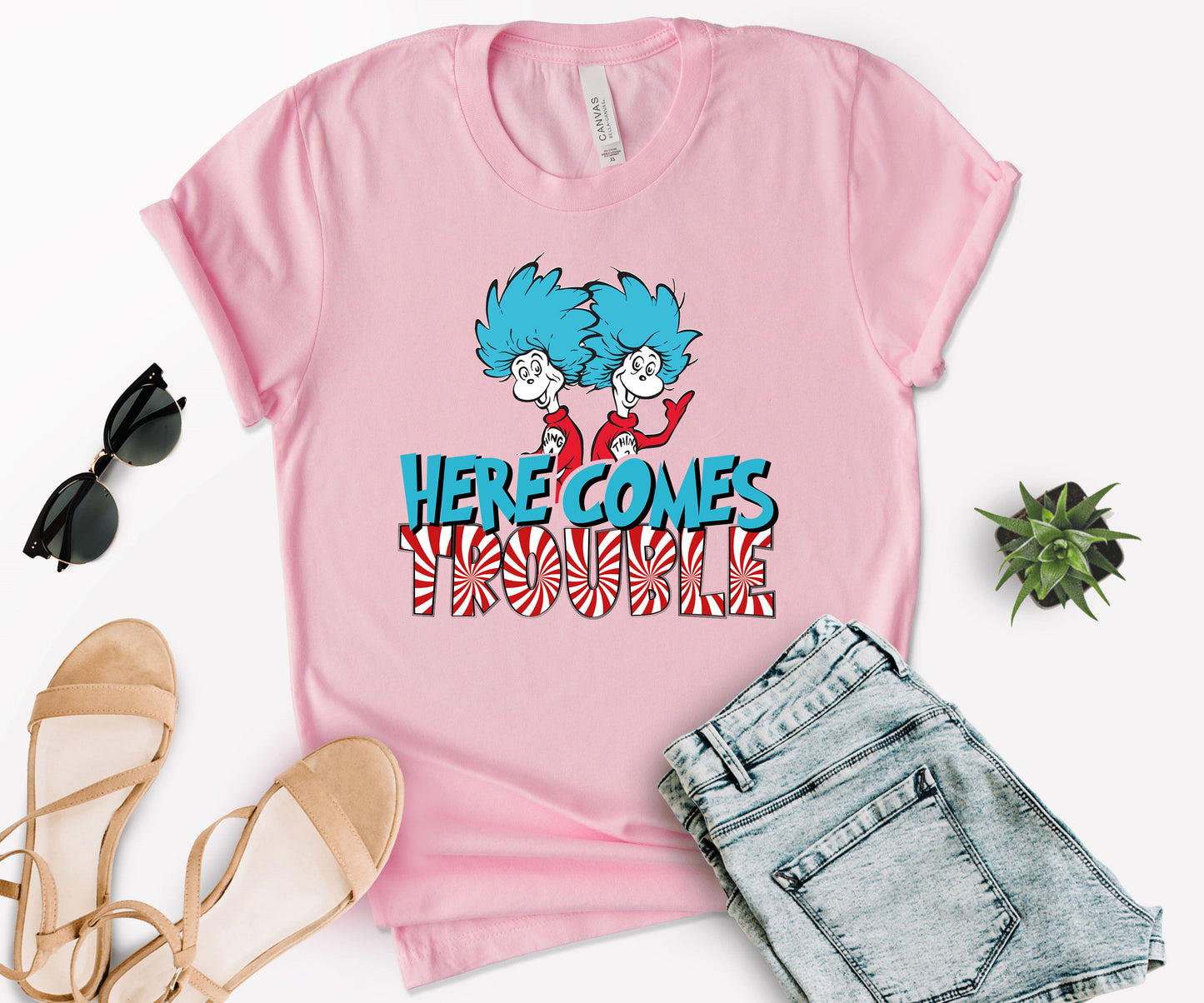 Here Comes Trouble Shirt, Thing 1 Thing 2 T-Shirt, Reading Lovers Gifts-newamarketing