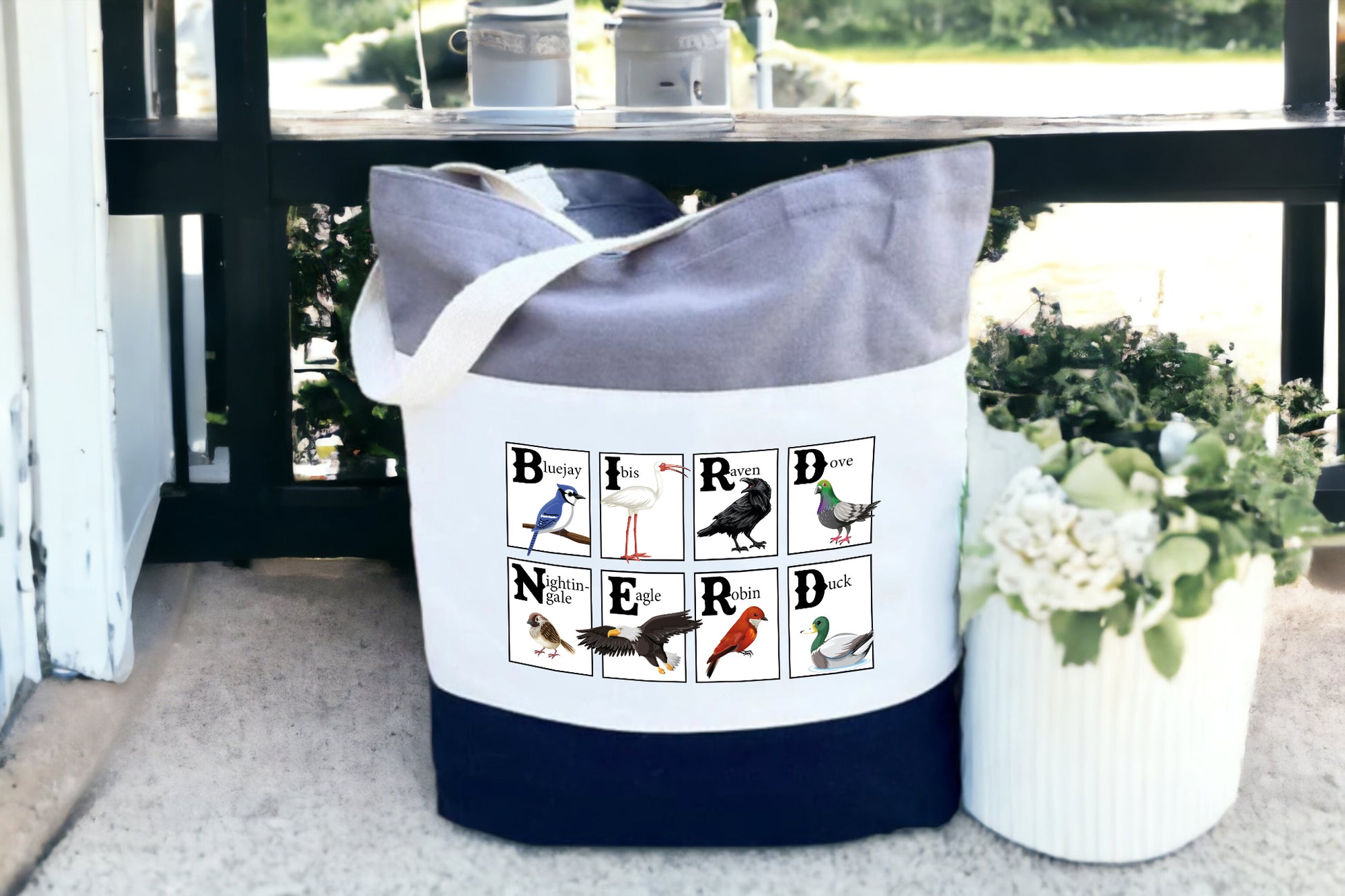 Bird Tote Bag, Bird Nerd Gifts, Tri Color Tote Bag