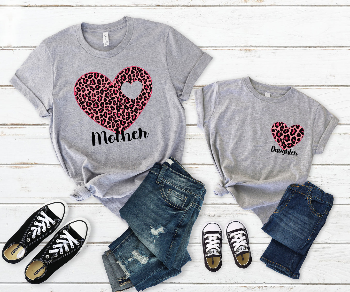 Matching Family Heart Shirts, Mama Leopard Shirt, Matching Mom And Daughter Gifts-newamarketing