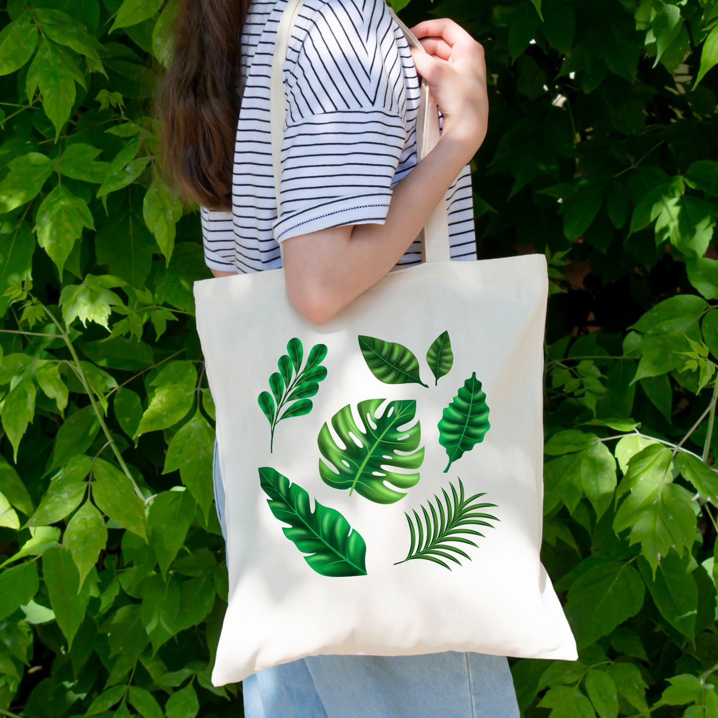 Palm Leaves Bag, Tropical Tote Bag, 7 Leaves Tote Bag-newamarketing