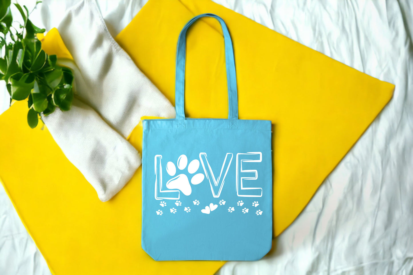 Love Tote Bag, Paw Print Tote Bag, Paw Print Bags-newamarketing