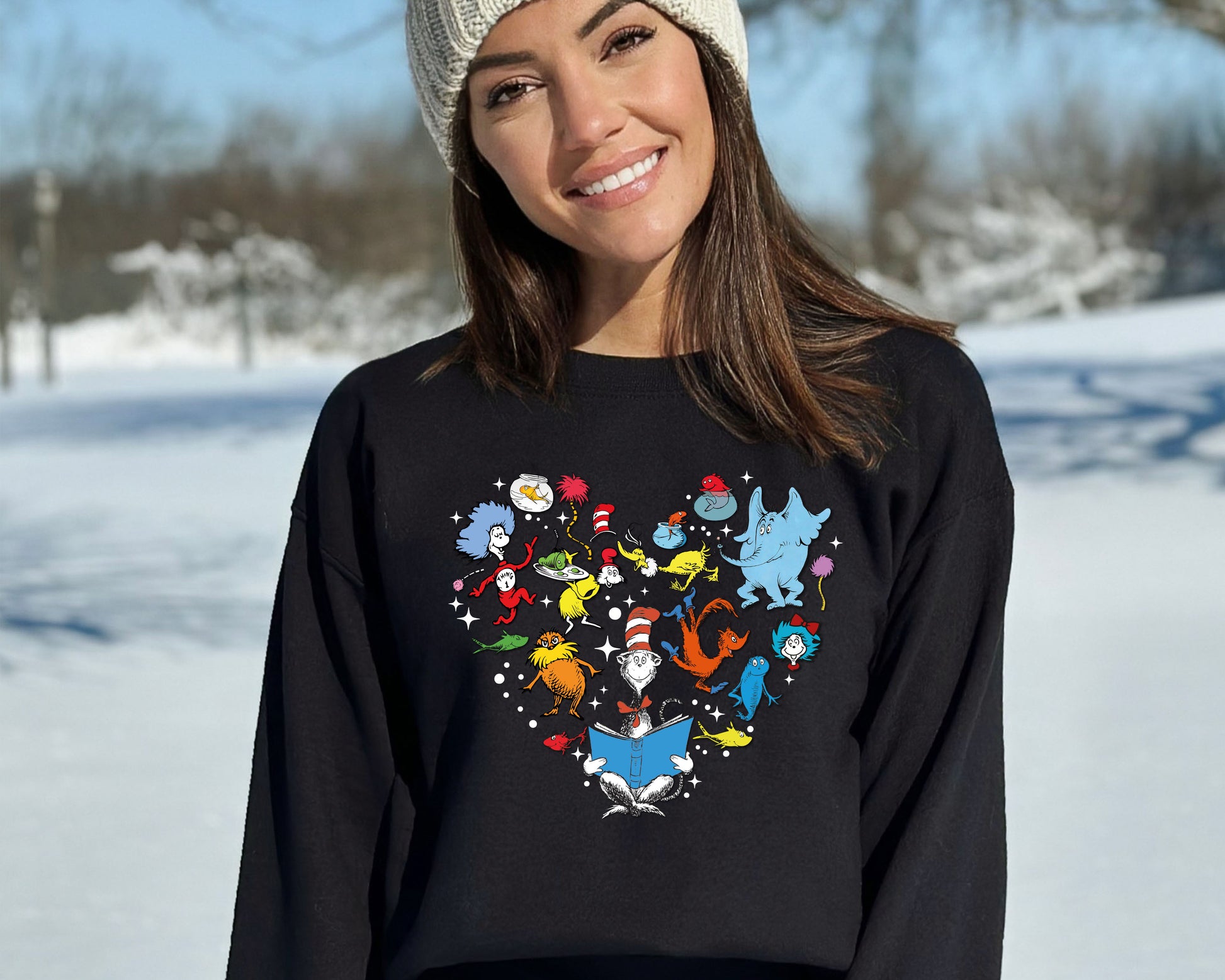 Dr Seuss Sweatshirt, Cute Heart Sweatshirts, Cat In The Hat Sweater-newamarketing