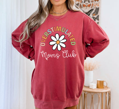 Overstimulated Moms Club Sweatshirt, Vintage Comfort Colors, Comfort Colors Sweatshirt Hoodie-newamarketing