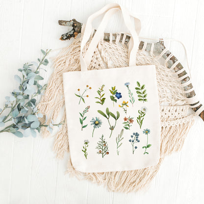 Wildflowers Tote Bag, Floral Tote Bag, Botanical Tote Bag-newamarketing